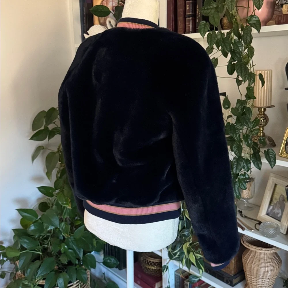 MOTHER The Letterman Faux Fur Bomber Jacket